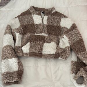 Fuzzy Plaid Cropped Jacket